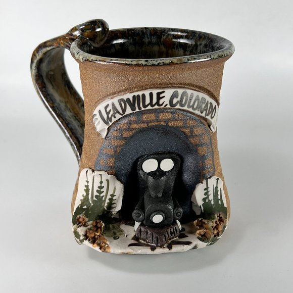 Train Leadville Colorado Coffee Cup Mug Studio Art Pottery Stoneware - Picture 1 of 10